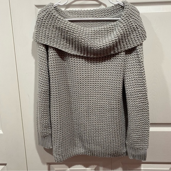 SHEIN Sweaters - SHEIN Women’s Warm Knit Long-Sleeve Cowl-Neck Sweater - gray, size M